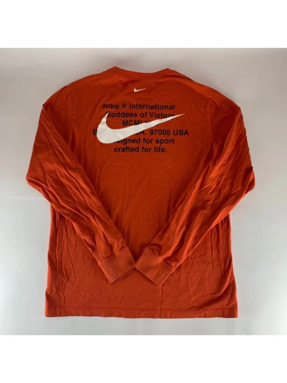Nike Orange Long Sleeve Crewneck Shirt Mens Large
